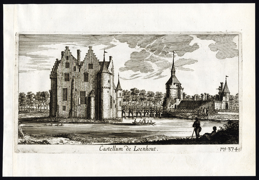 , Antique Print-CASTLE OF LOENHOUT-CASTELLUM-BELGIUM-Le Roy-1678, Pictura Antique Prints