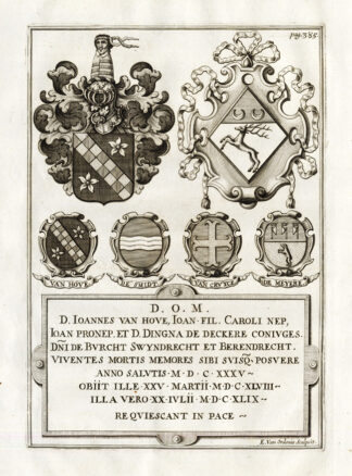 Antique Print-VAN HOVE-NOBLE FAMILIES-COAT OF ARMS-Le Roy-1678