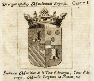 Antique Print-FREDERICUS MAURITUS-BERGEN-TOUR AUVERGNE-COAT OF ARMS-Le Roy-1678