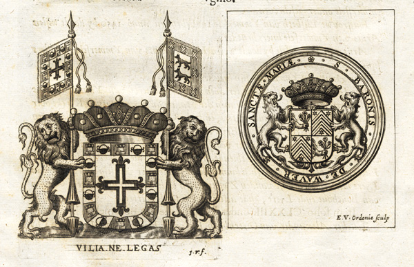 , Antique Print-HOVORST CASTLE-MEDALLION-WAVER-COAT OF ARMS-Le Roy-1678, Pictura Antique Prints