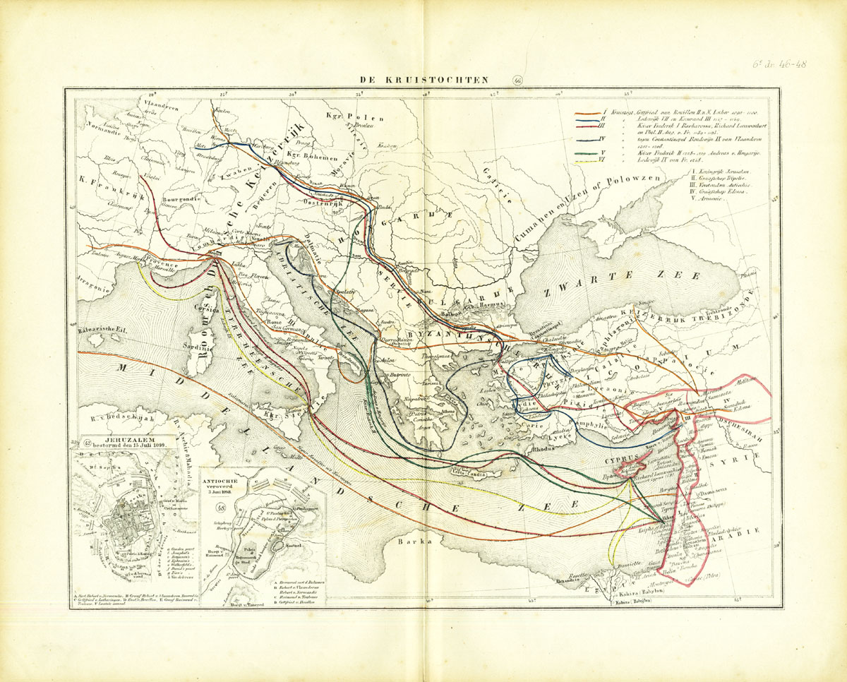 Lb3038 416x335 Antique Map-CRUSADES-JERUSALEM-ANTIOCH-ISRAEL-HOLY LAND-Huberts-1877