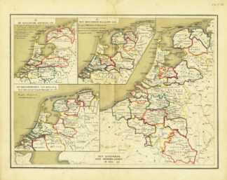 Antique Map-HISTORIC MAP OF THE NETHERLANDS-BATAVIAN REPUBLIC-Huberts-1877