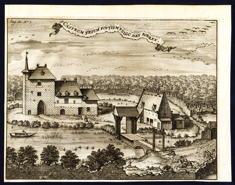 , Antique Print-CASTLE OF THE THREE FOUNTAINS-AUDERGHEM-BELGIUM-Butkens-1726, Pictura Antique Prints