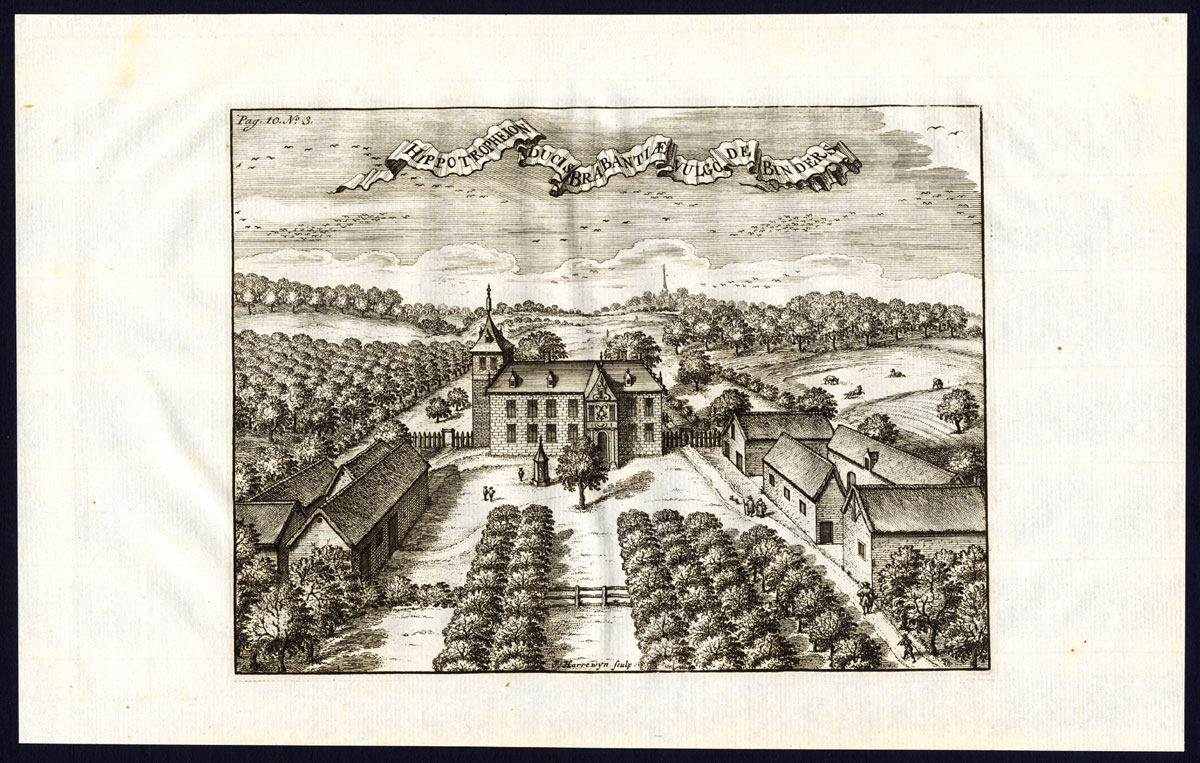 , Antique Print-BINDERS CASTLE-BELGIUM-Harrewijn-Butkens-1726, Pictura Antique Prints