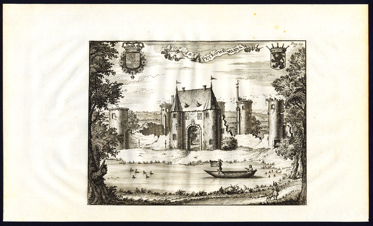 , Antique Print-CASTLE-PETEGEM AAN DE SCHELDE-BELGIUM-Butkens-Harrewijn-1726, Pictura Antique Prints