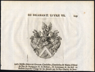 Antique Print-COAT OF ARMS-ROBERT DE COTEREAU-MICHEL DE CROY-Butkens-1726
