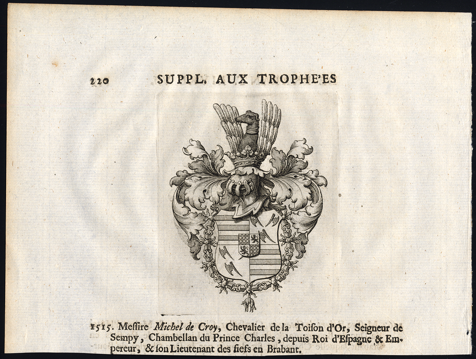 , Antique Print-COAT OF ARMS-ROBERT DE COTEREAU-MICHEL DE CROY-Butkens-1726, Pictura Antique Prints