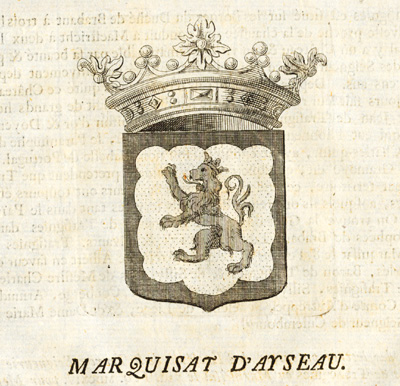 , Antique Print-COAT OF ARMS-MARQUISATE OF AYSEAU-BRABANT-Butkens-1726, Pictura Antique Prints