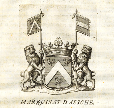 , Antique Print-COAT OF ARMS-MARQUISATE OF ASSE-BRABANT-Butkens-1726, Pictura Antique Prints