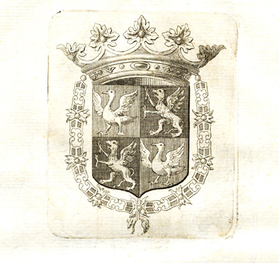 , Antique Print-COAT OF ARMS-MARGRAVE-BARON CHARLES DE WINTERFELT-BAY-Butkens-1726, Pictura Antique Prints