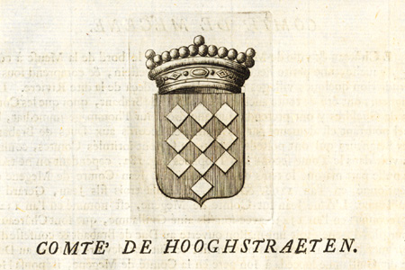, Antique Print-COAT OF ARMS-COUNT OF HOOGSTRATEN-BRABANT-Butkens-1726, Pictura Antique Prints