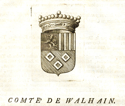 , Antique Print-COAT OF ARMS-COUNT OF WALHAIN-BRABANT-Butkens-1726, Pictura Antique Prints