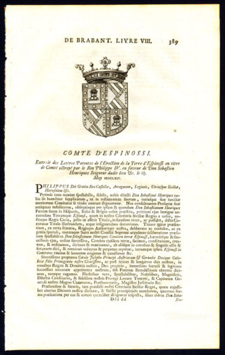 Antique Print-COAT OF ARMS-COUNT OF DION LE MONT-ESPINOSSI-BRABANT-Butkens-1726