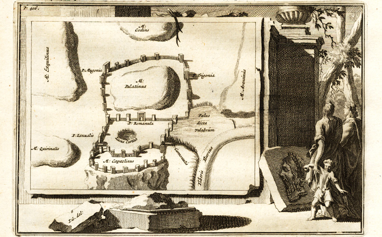 , Antique Print-ROME-SEVEN HILLS-TIBER-ITALY-Halma-1704, Pictura Antique Prints