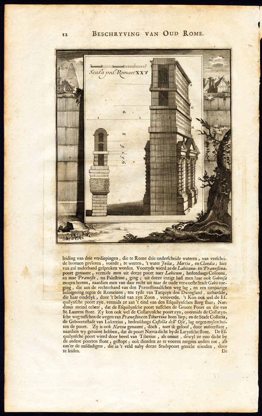 Lb3877 2b 416x660 Antique Print-ROME-SERVIAN WALL-GATE-MEDALLION-CAESAR-ITALY-Halma-1704 - Image 4