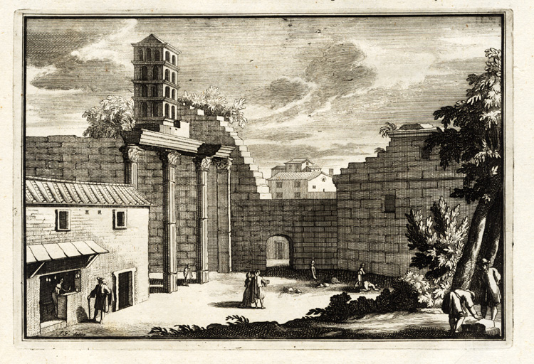 , Antique Print-ROME-REMAINS-TEMPLE OF NERVA-ITALY-Halma-1704, Pictura Antique Prints