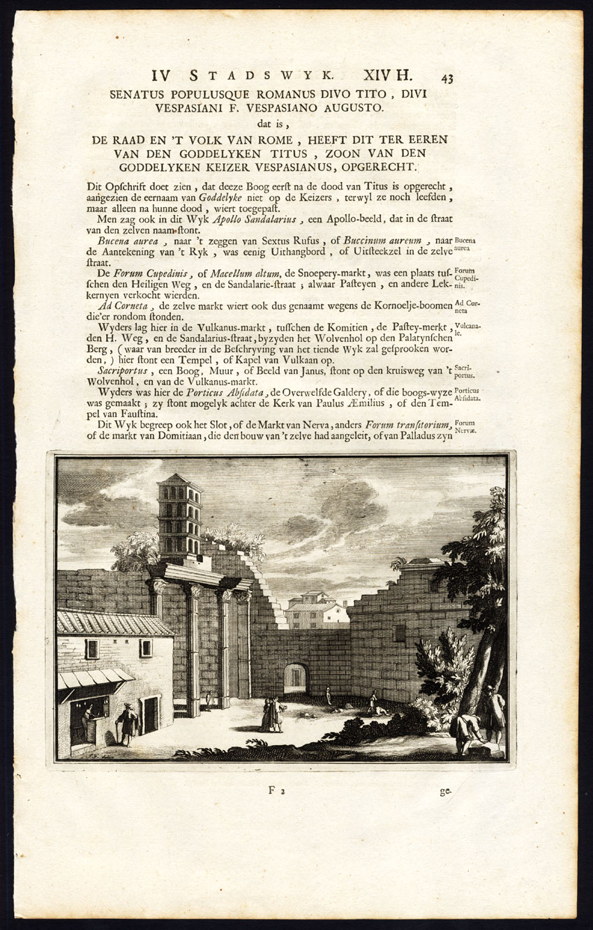 , Antique Print-ROME-REMAINS-TEMPLE OF NERVA-ITALY-Halma-1704, Pictura Antique Prints