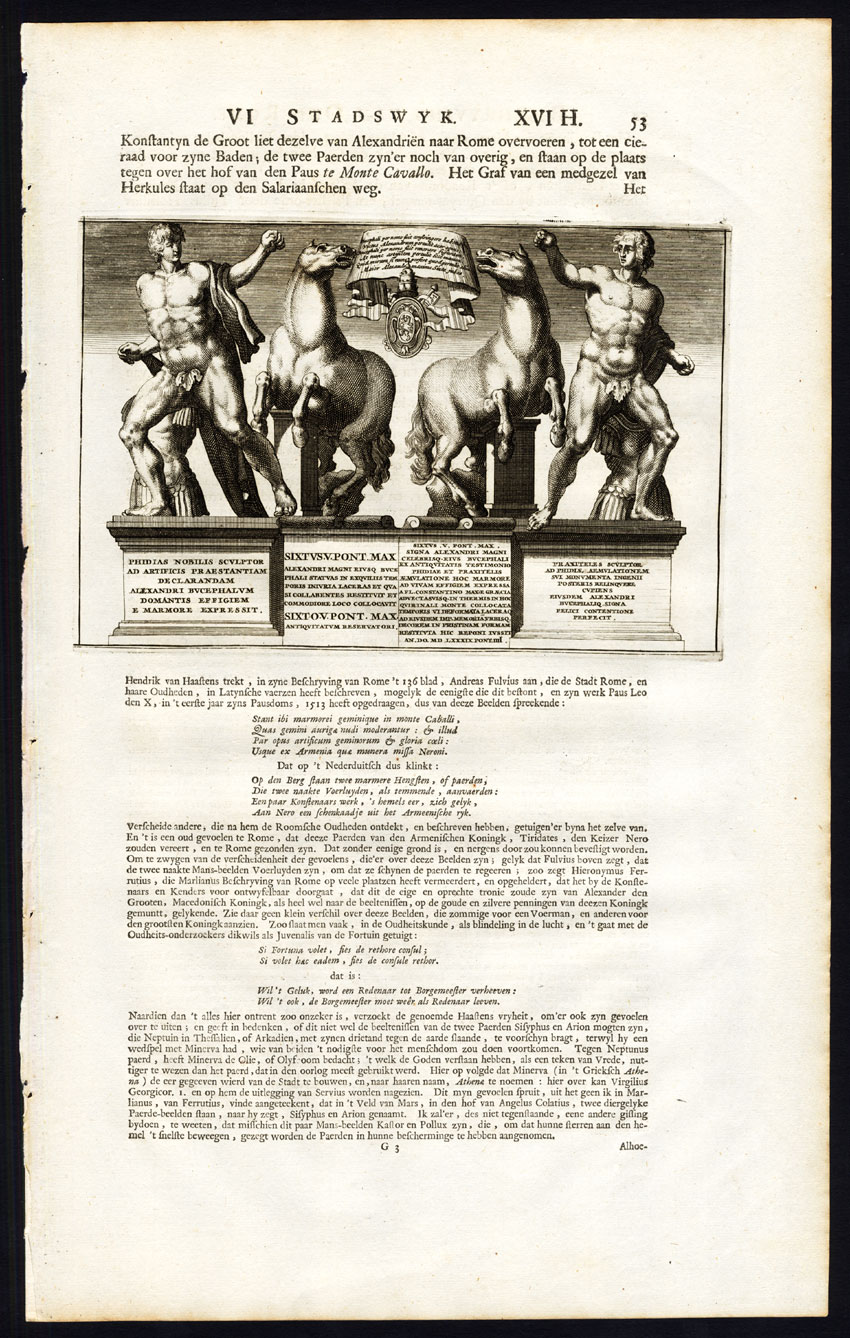 Lb3886b 416x655 Antique Print-ROME-STATUE-THERMAE-EMPEROR CONSTANTINE-ITALY-Halma-1704 - Image 2