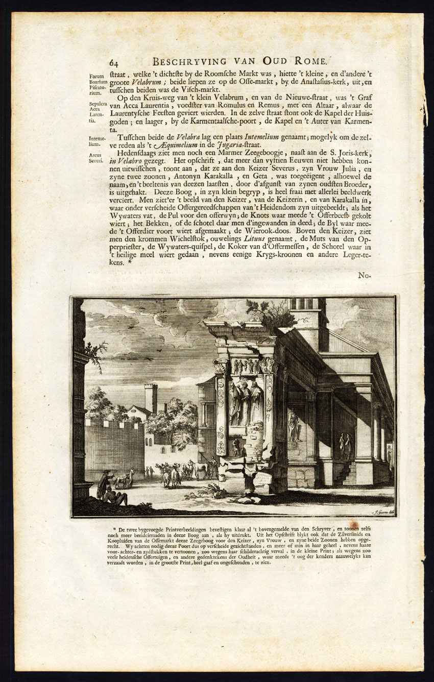 , Antique Print-ROME-ARCH OF EMPEROR SEVERUS-REMAINS-ITALY-Halma-1704, Pictura Antique Prints