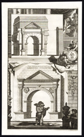Antique Print-ROME-TRIUMPHAL ARCH-CHERUB-ITALY-Halma-1704