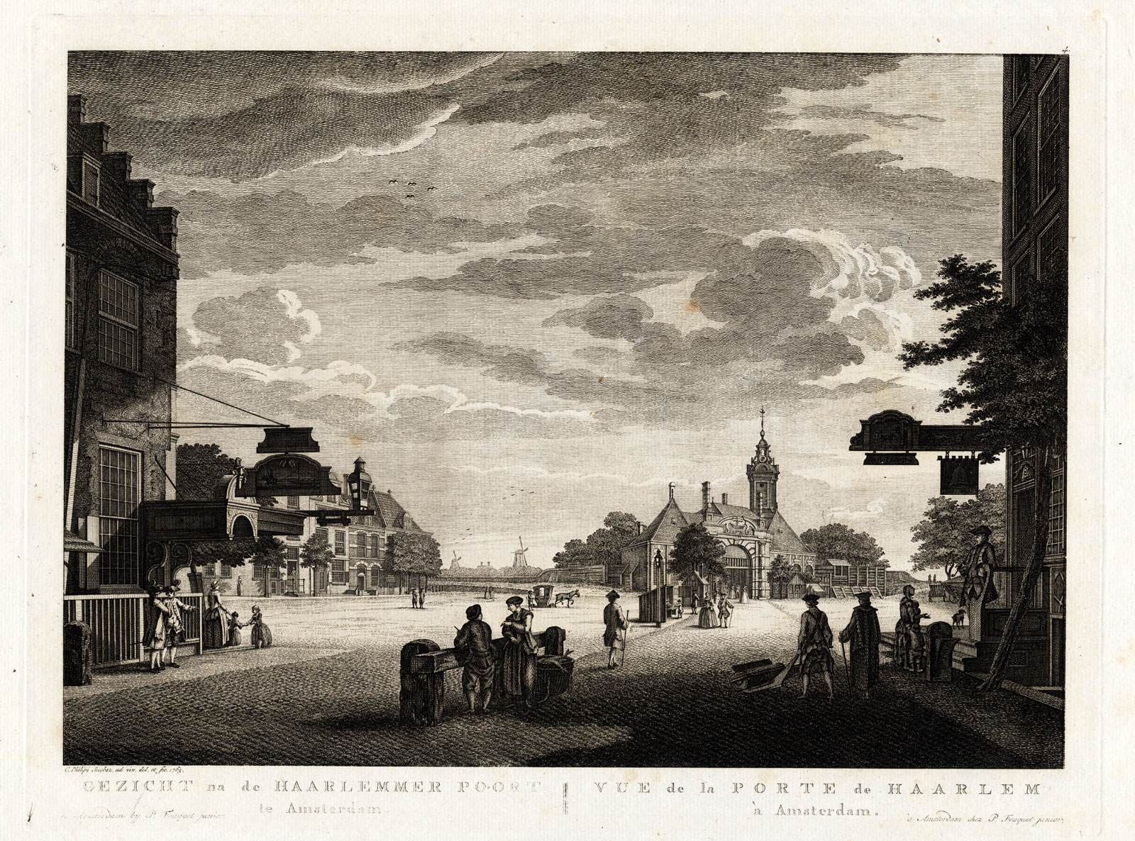 , Antique Print-AMSTERDAM-NETHERLANDS-HAARLEMMERPOORT-WINDMILL-Fouquet-1783, Pictura Antique Prints
