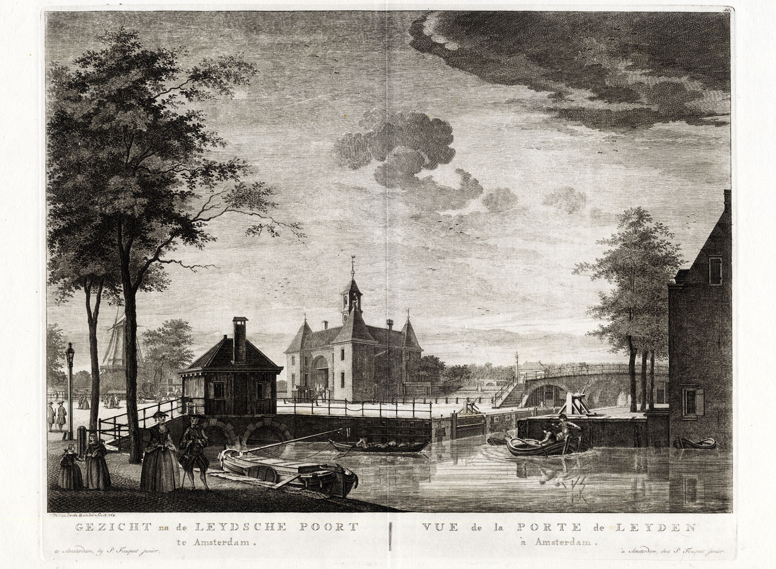 , Antique Print-AMSTERDAM-NETHERLANDS-LEIDSE POORT-WINDMILL-Fouquet-1783, Pictura Antique Prints