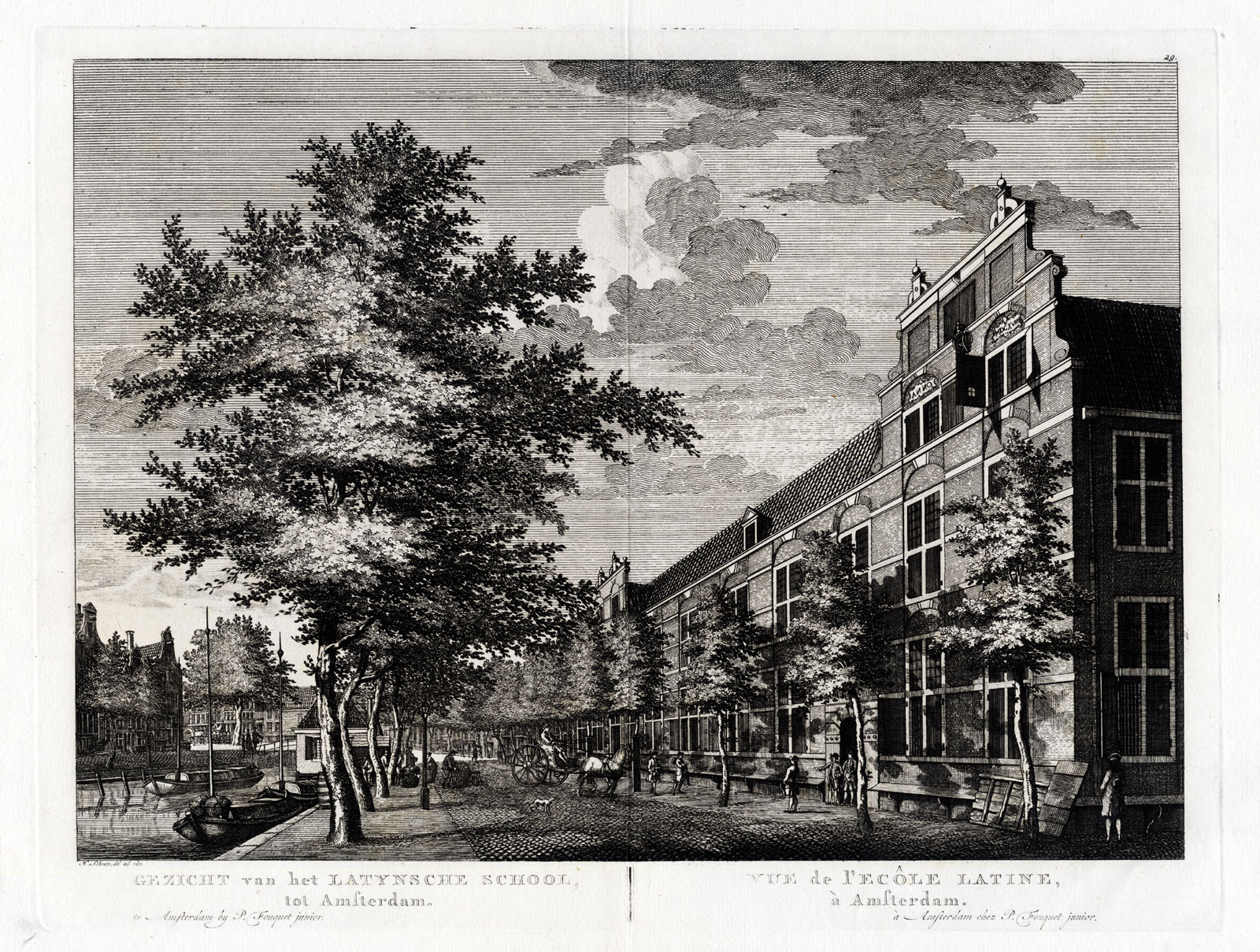 , Antique Print-AMSTERDAM-NETHERLANDS-LATIJNSE SCHOOL-LATIN-GYMNASIUM-Fouquet-1783, Pictura Antique Prints