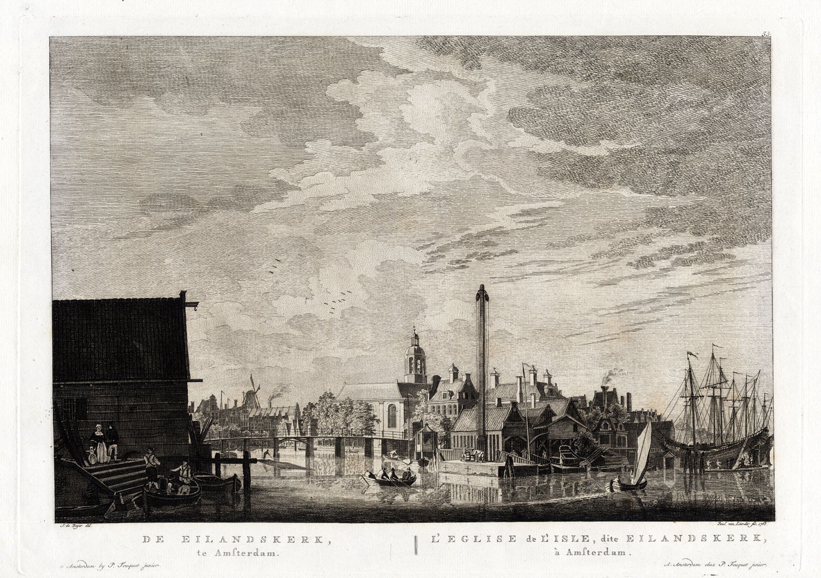 , Antique Print-AMSTERDAM-NETHERLANDS-EILANDSKERK-SHIP-CHURCH-Fouquet-1783, Pictura Antique Prints