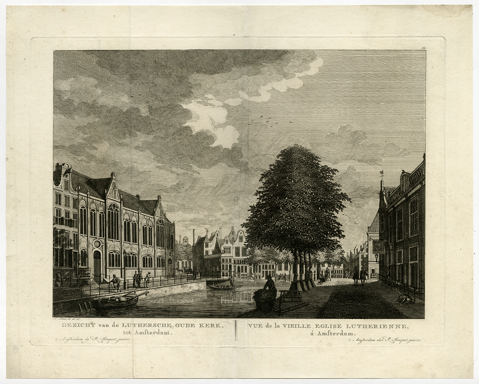 , Antique Print-AMSTERDAM-NETHERLANDS-LUTHERSE KERK-LUTHERAN CHURCH-Fouquet-1783, Pictura Antique Prints