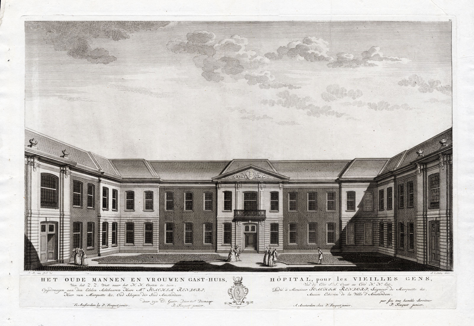 , 2 Antique Prints-AMSTERDAM-NETHERLANDS-OLD MEN AND WOMEN’S HOME-Fouquet-1783, Pictura Antique Prints