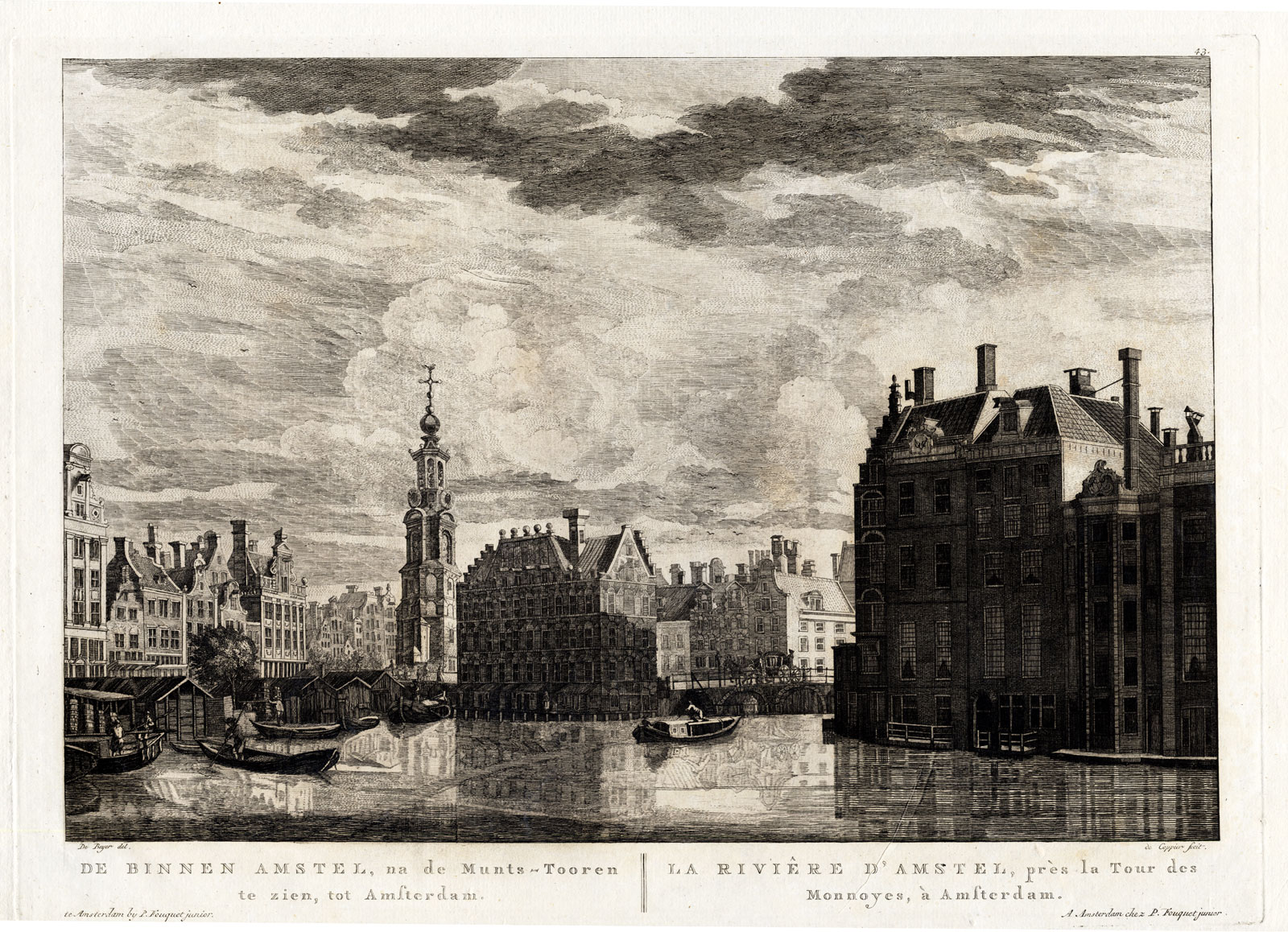 , Antique Print-AMSTERDAM-NETHERLANDS-MUNTTOREN-BINNEN AMSTEL-Fouquet-1783, Pictura Antique Prints