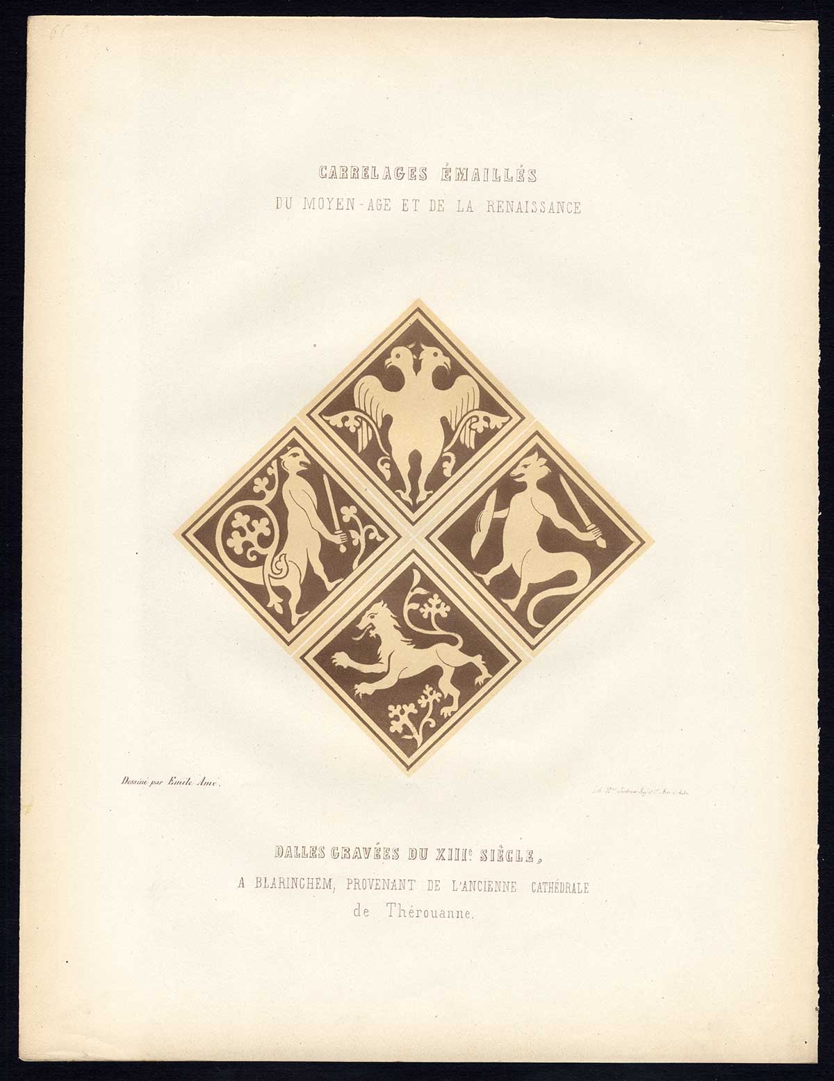 , Antique Print-ENAMEL TILES-ENGRAVED PAVING STONES-BLARINGHEM-Ame-Jardeaux-1857, Pictura Antique Prints