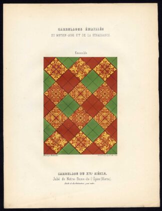 Antique Print-ENAMEL TILES-NOTRE DAME-L'EPINE-FRANCE-DESIGN-Ame-Jardeaux-1857