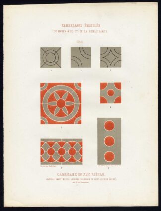 Antique Print-ENAMEL TILES-SAINT MICHEL-CHAPEL-QUENTIN-FRANCE-Ame-Jardeaux-1857