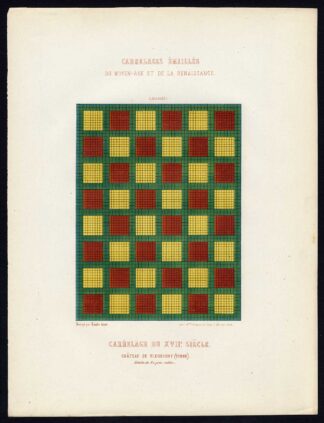 Antique Print-ENAMEL TILES-FLEURIGNY CASTLE-DESIGN-FRANCE-Ame-Jardeaux-1857