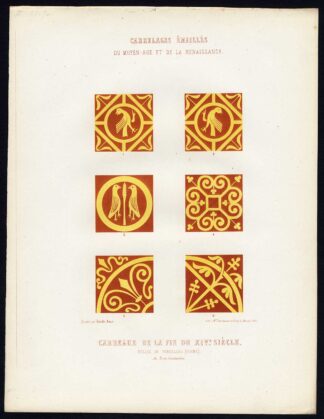 Antique Print-ENAMEL TILES-CHURCH-VINCELLES-DESIGN-BIRD-FRANCE-Ame-Jardeaux-1857
