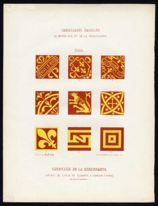 Antique Print-ENAMEL TILES-CASTLE-LOUISE DE CLERMONT-II-FRANCE-Ame-Jardeaux-1857