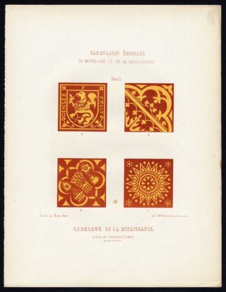 Antique Print-ENAMEL TILES-CHURCH-COURCEAUX-RENAISSANCE-II-Ame-Jardeaux-1857