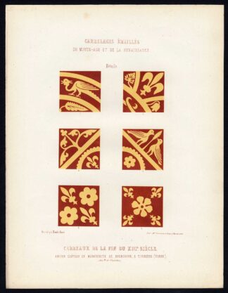 Antique Print-ENAMEL TILES-CASTLE-MAGARET OF BOURBON-TONNERRE-Ame-Jardeaux-1857
