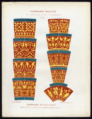 Antique Print-ENAMEL TILES-CHAPEL-ABBEY-CUNAULT-DESIGN-FRANCE-Ame-Jardeaux-1857