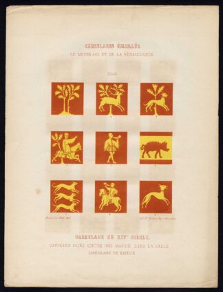Antique Print-ENAMEL TILE-CHAPTER HOUSE-BAYEUX-II-FRANCE-Ame-Jardeaux-1857