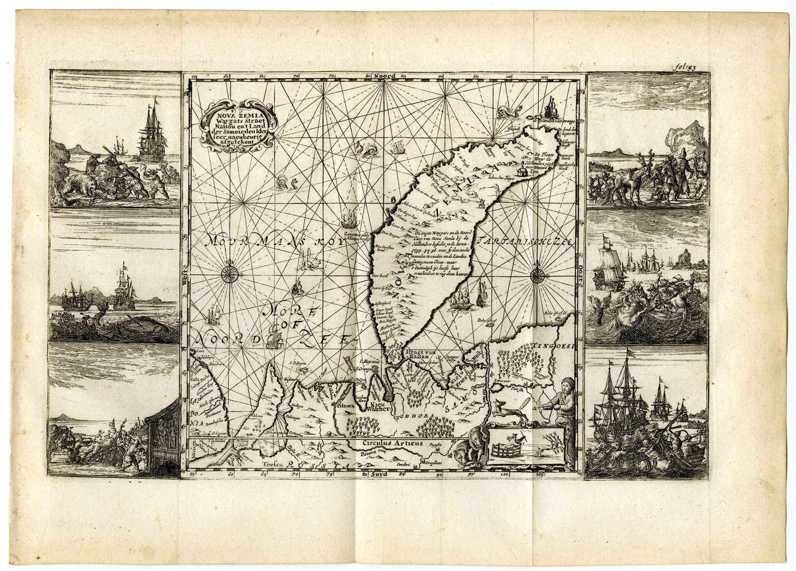, Antique Print-NOVAYA ZEMLYA-NOVA ZEMBLA-ARCTIC-SHIP-Van den Bosch-De Hooghe-1683, Pictura Antique Prints