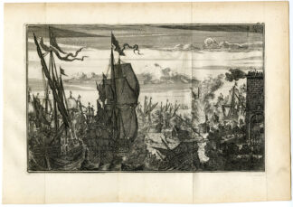 Antique Print-SEA BATTLE-DUTCH NAVY-MOSAMBIQUE-Van den Bosch-1683