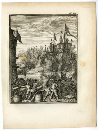 Antique Print-DUTCH NAVY-CANNON-SPANISH FLEET-WAR-Van den Bosch-Padtbrugge-1683