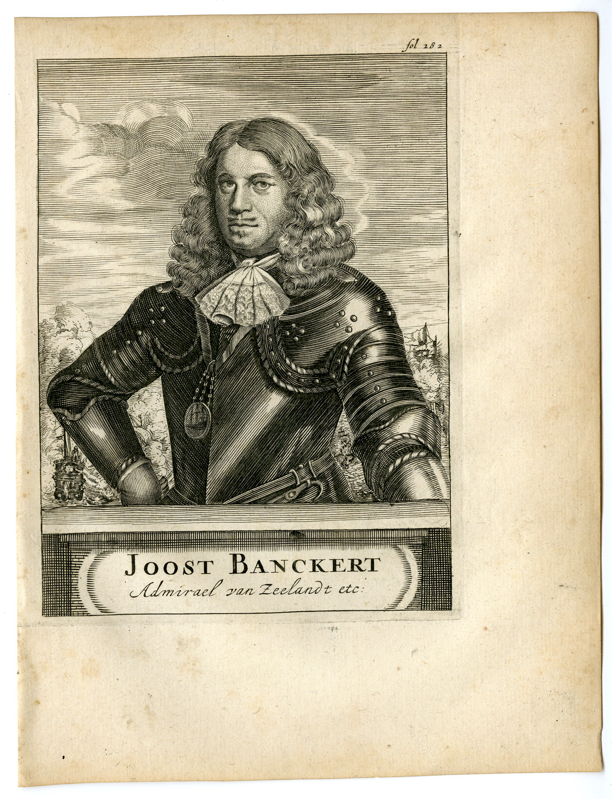 , Antique Print-JOOST VAN TRAPPEN BANCKERT-ADMIRAL-DUTCH NAVY-Van den Bosch-1683, Pictura Antique Prints