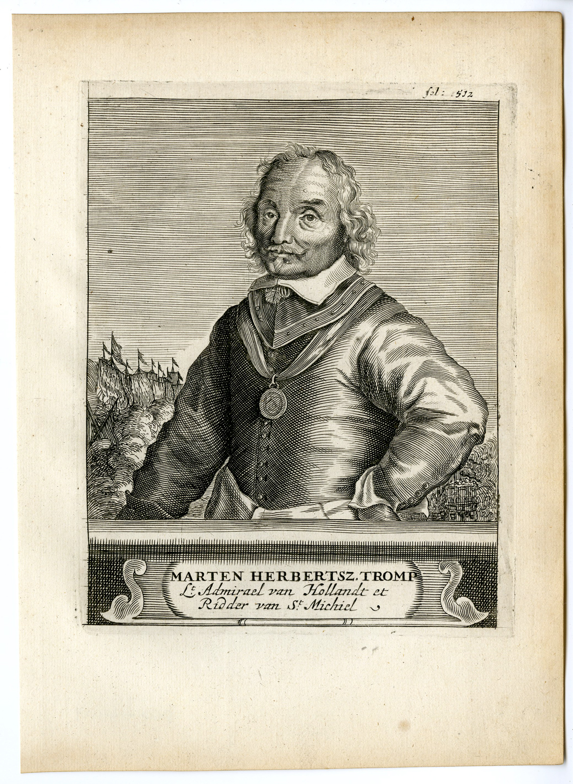 , Antique Print-MAARTEN TROMP-ADMIRAL-DUTCH NAVY-PORTRAIT-Van den Bosch-1683, Pictura Antique Prints