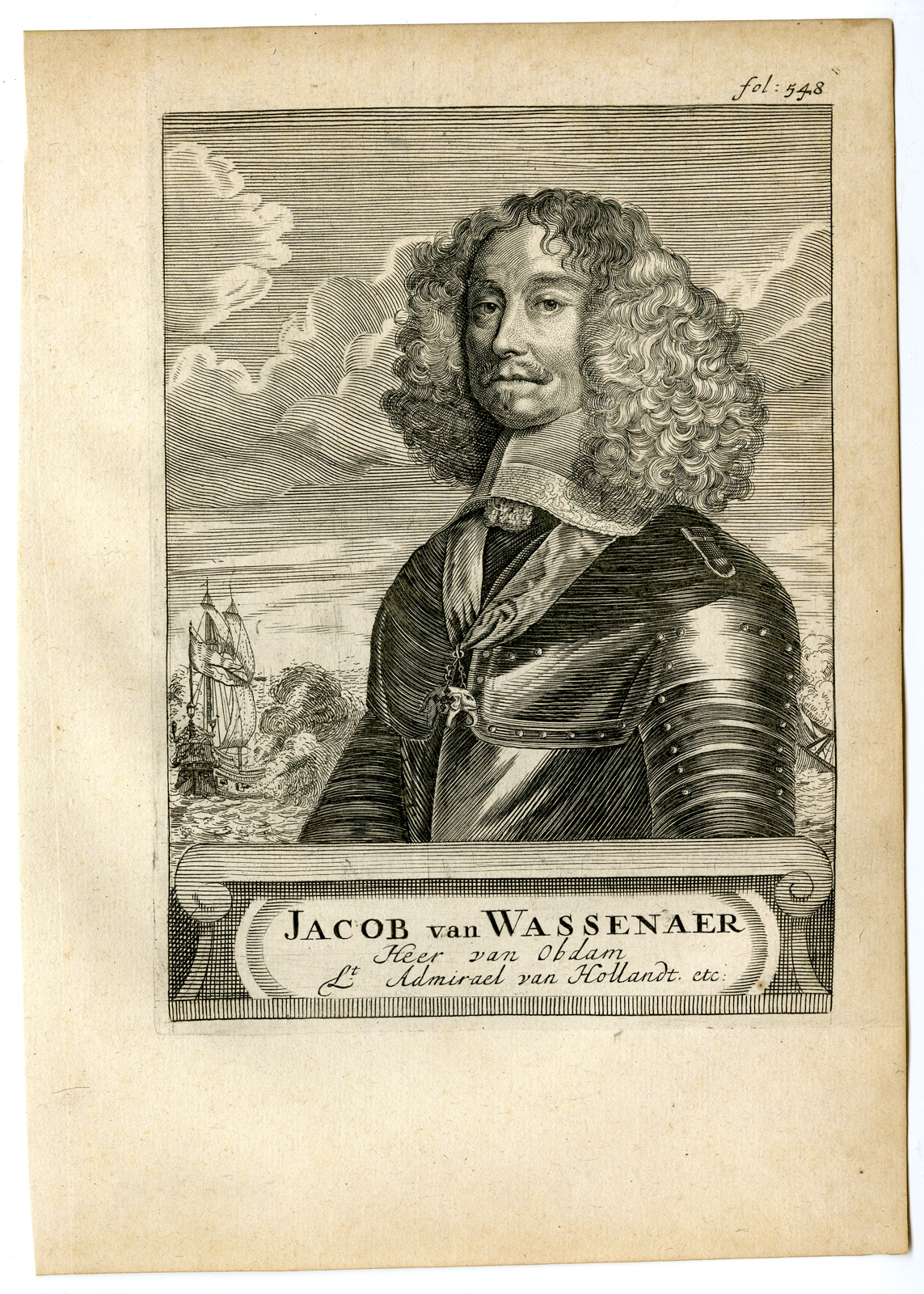 , Antique Print-JACOB VAN WASSENAER-OBDAM-ADMIRAL-DUTCH NAVY-Van den Bosch-1683, Pictura Antique Prints