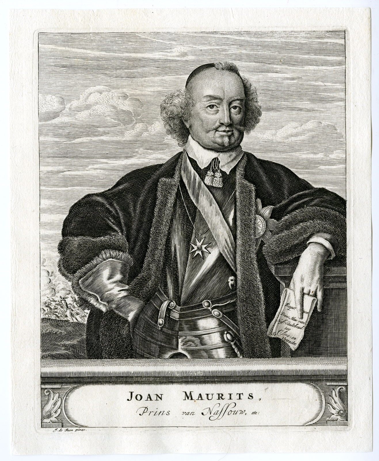 , Antique Print-JOHAN MAURITS VAN NASSAU SIEGEN-Van den Bosch-De Baen-c.1683, Pictura Antique Prints