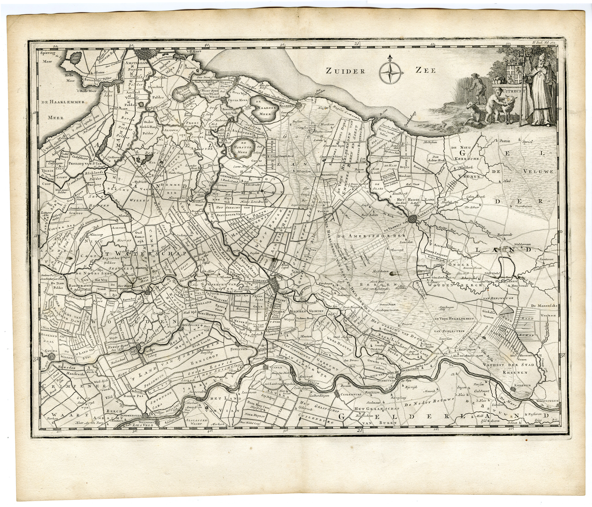 , Antique Map-UTRECHT-Halma-1725, Pictura Antique Prints
