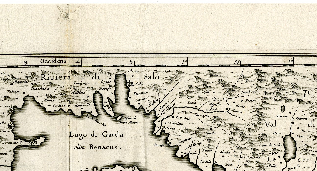 , Antique Map-ITALY-VERONA-GARDA-Hondius-Janssonius-1636, Pictura Antique Prints